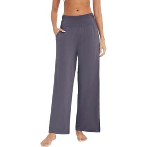 imageWiWi Womens Viscose from Bamboo Lounge Pants Soft Wide Leg Pajama Bottoms Palazzo Yoga Pant Casual Pj Bottom SXXLDark Grey