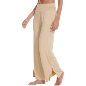 imageWiWi Womens Viscose from Bamboo Lounge Pants Soft Wide Leg Pajama Bottoms Palazzo Yoga Pant Casual Pj Bottom SXXLGray Sand