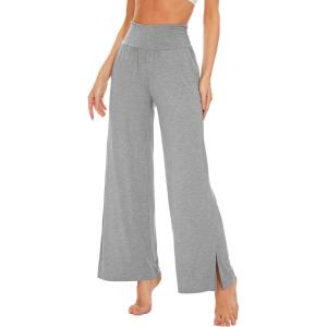 imageWiWi Womens Viscose from Bamboo Lounge Pants Soft Wide Leg Pajama Bottoms Palazzo Yoga Pant Casual Pj Bottom SXXLHeather Grey