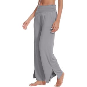 imageWiWi Womens Viscose from Bamboo Lounge Pants Soft Wide Leg Pajama Bottoms Palazzo Yoga Pant Casual Pj Bottom SXXLStone Grey