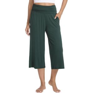 imageWiWi Womens Yoga Pants Comfy Casual Capri Bottoms with Pockets Sweatpants Wide Leg Capris Lounge Pant SXXLBlackish Green