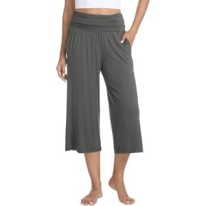 imageWiWi Womens Yoga Pants Comfy Casual Capri Bottoms with Pockets Sweatpants Wide Leg Capris Lounge Pant SXXLCharcoal
