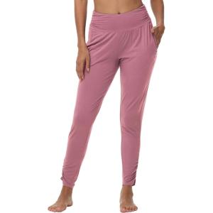 imageWiWi Womens Yoga Pants with Pockets  Viscose from Bamboo HighWaist Joggers Sweatpants Lounge Pajama Bottoms SXXLDusty Rose