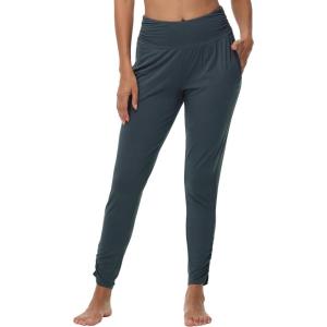 imageWiWi Womens Yoga Pants with Pockets  Viscose from Bamboo HighWaist Joggers Sweatpants Lounge Pajama Bottoms SXXLMidnight Blue