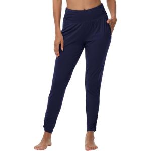 imageWiWi Womens Yoga Pants with Pockets  Viscose from Bamboo HighWaist Joggers Sweatpants Lounge Pajama Bottoms SXXLNavy