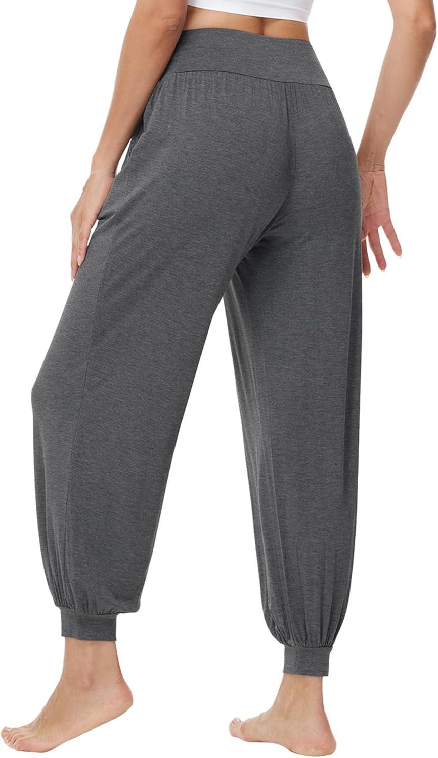 imageWiWi Jogger Pant for Women High Waist Yoga Pants Soft Comfy Viscose from Bamboo Womens Pajama Bottoms SXXLDark Heather Grey