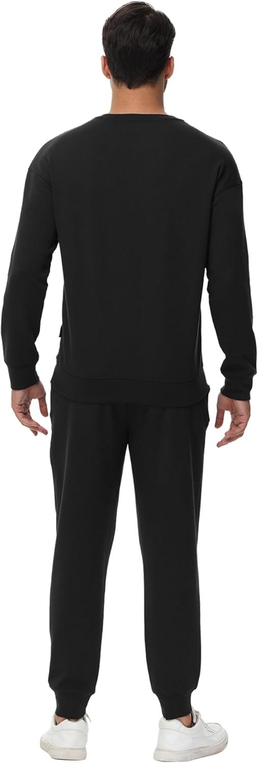 imageWiWi Mens Tracksuit Athletic Sweatsuits Long Sleeve 2 Piece Outfit Running Jogging Casual Loungwear Sport Suit Sets SXXLBlack