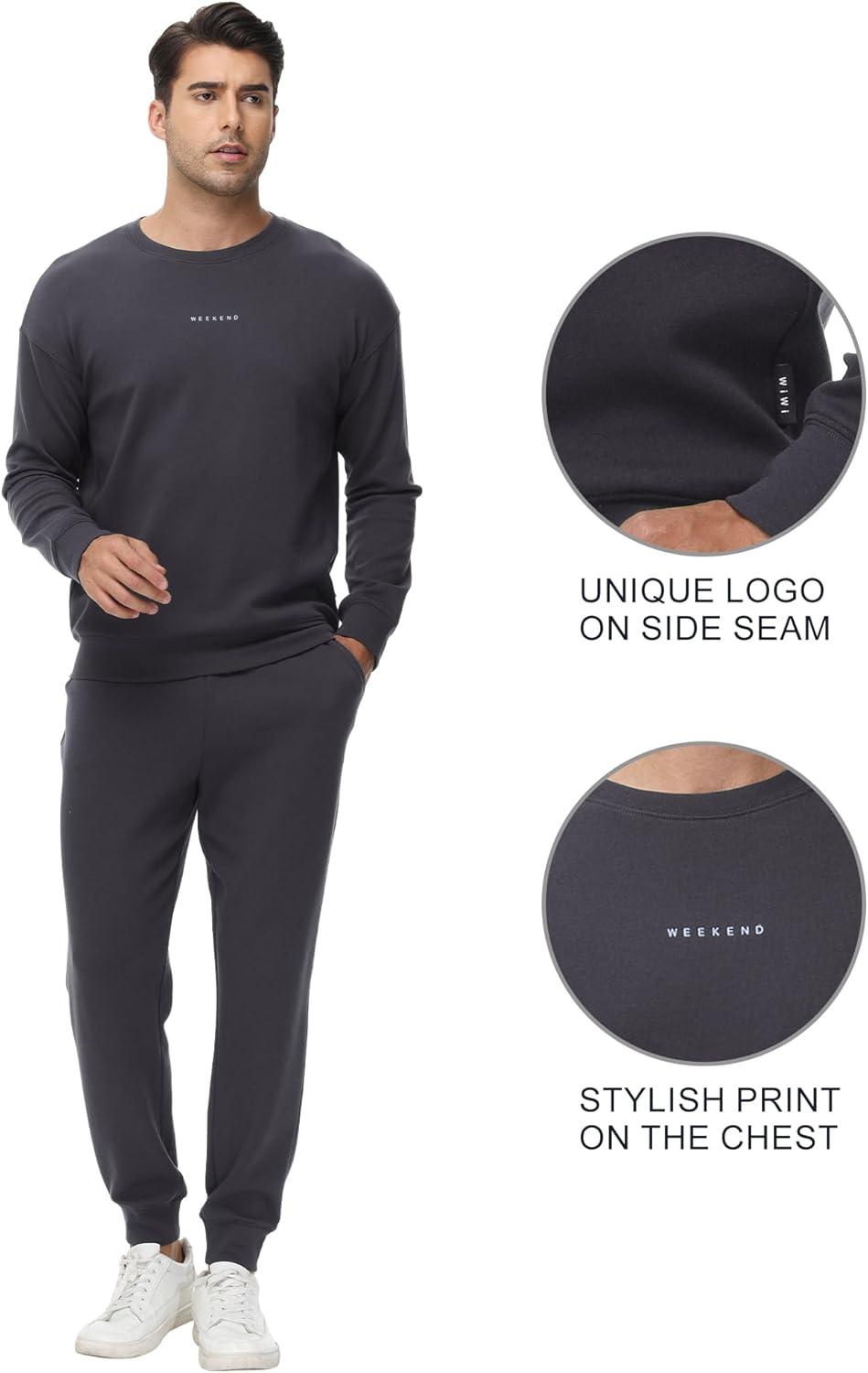 imageWiWi Mens Tracksuit Athletic Sweatsuits Long Sleeve 2 Piece Outfit Running Jogging Casual Loungwear Sport Suit Sets SXXLCharcoal