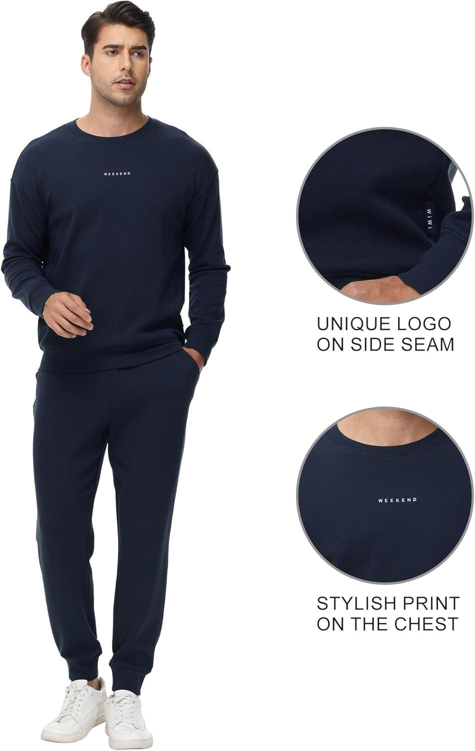 imageWiWi Mens Tracksuit Athletic Sweatsuits Long Sleeve 2 Piece Outfit Running Jogging Casual Loungwear Sport Suit Sets SXXLDark Navy