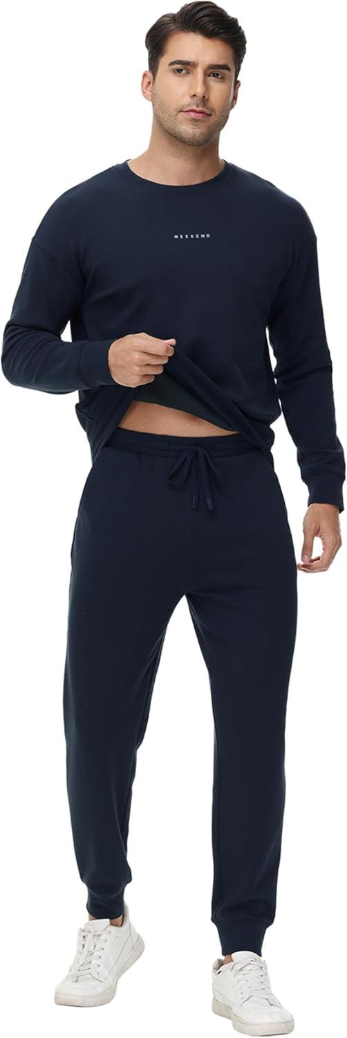 imageWiWi Mens Tracksuit Athletic Sweatsuits Long Sleeve 2 Piece Outfit Running Jogging Casual Loungwear Sport Suit Sets SXXLDark Navy
