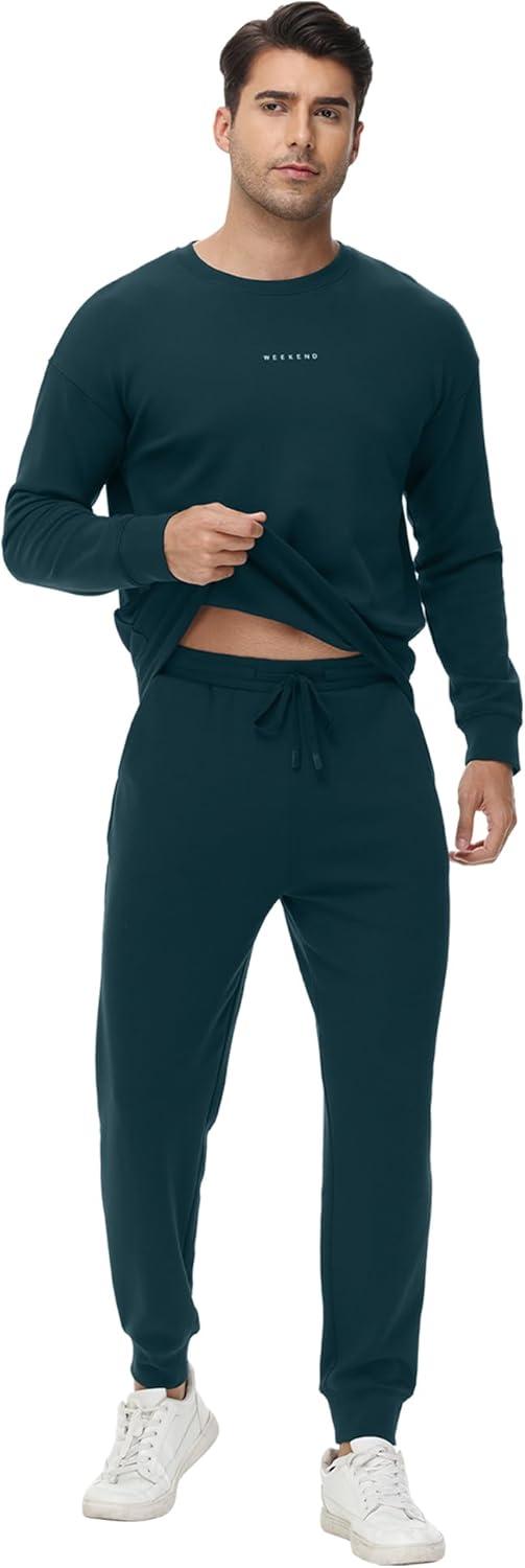 imageWiWi Mens Tracksuit Athletic Sweatsuits Long Sleeve 2 Piece Outfit Running Jogging Casual Loungwear Sport Suit Sets SXXLDeep Teal