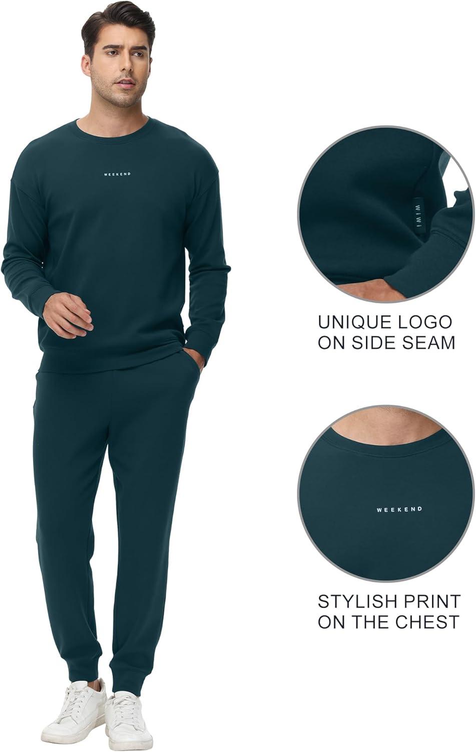 imageWiWi Mens Tracksuit Athletic Sweatsuits Long Sleeve 2 Piece Outfit Running Jogging Casual Loungwear Sport Suit Sets SXXLDeep Teal