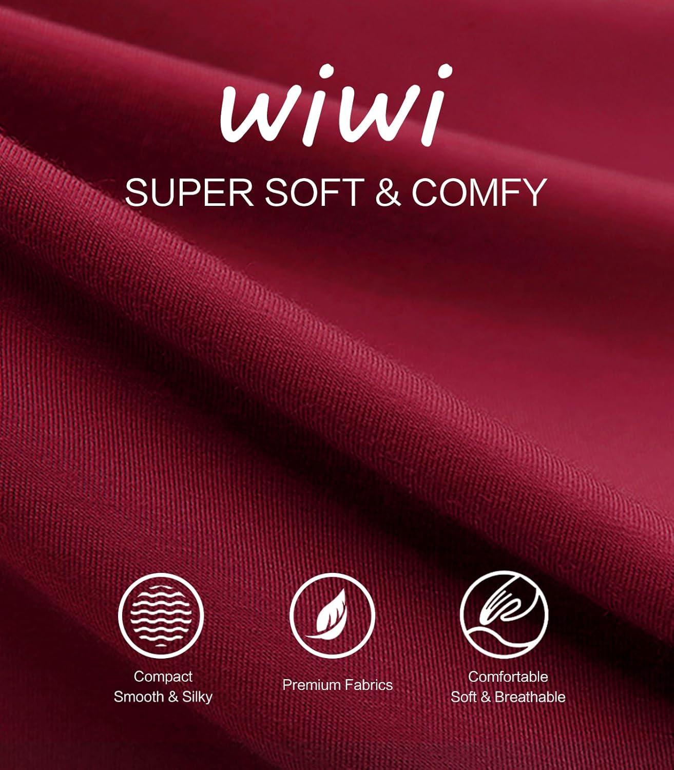 imageWiWi Viscose from Bamboo Pajama Set for Women 2 Pieces Long Sleeve Loungwear Soft Sleepwear Loose Comfy Pj Sets Pockets SXXLBwine Red