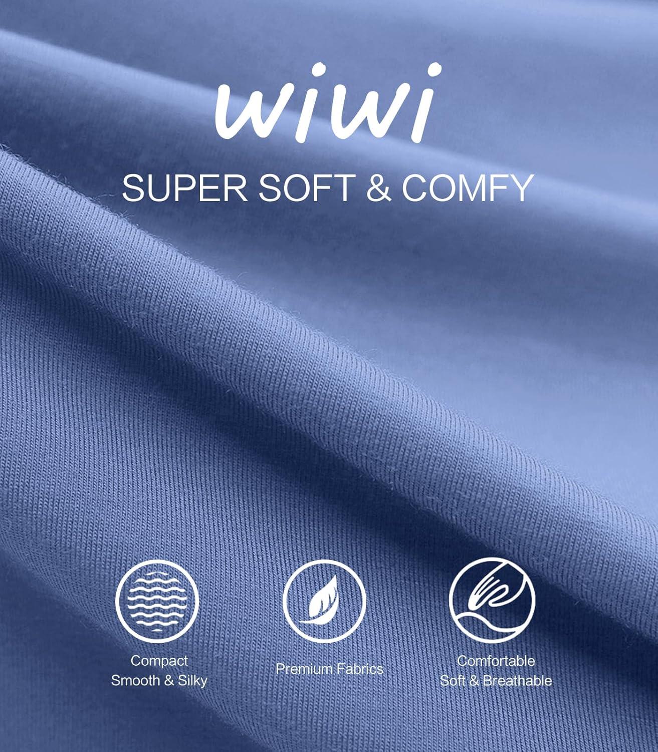imageWiWi Viscose from Bamboo Pajamas Sets for Women Soft Tops with Pants Sleepwear Vneck Pj Set with Pockets SXXLFog Blue