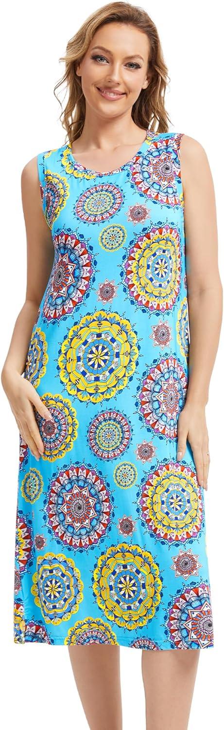 imageWiWi Viscose from Bamboo Tank Nightgown for Women UNeck Summer Sleeveless Sleep Shirts SXXLBdatura