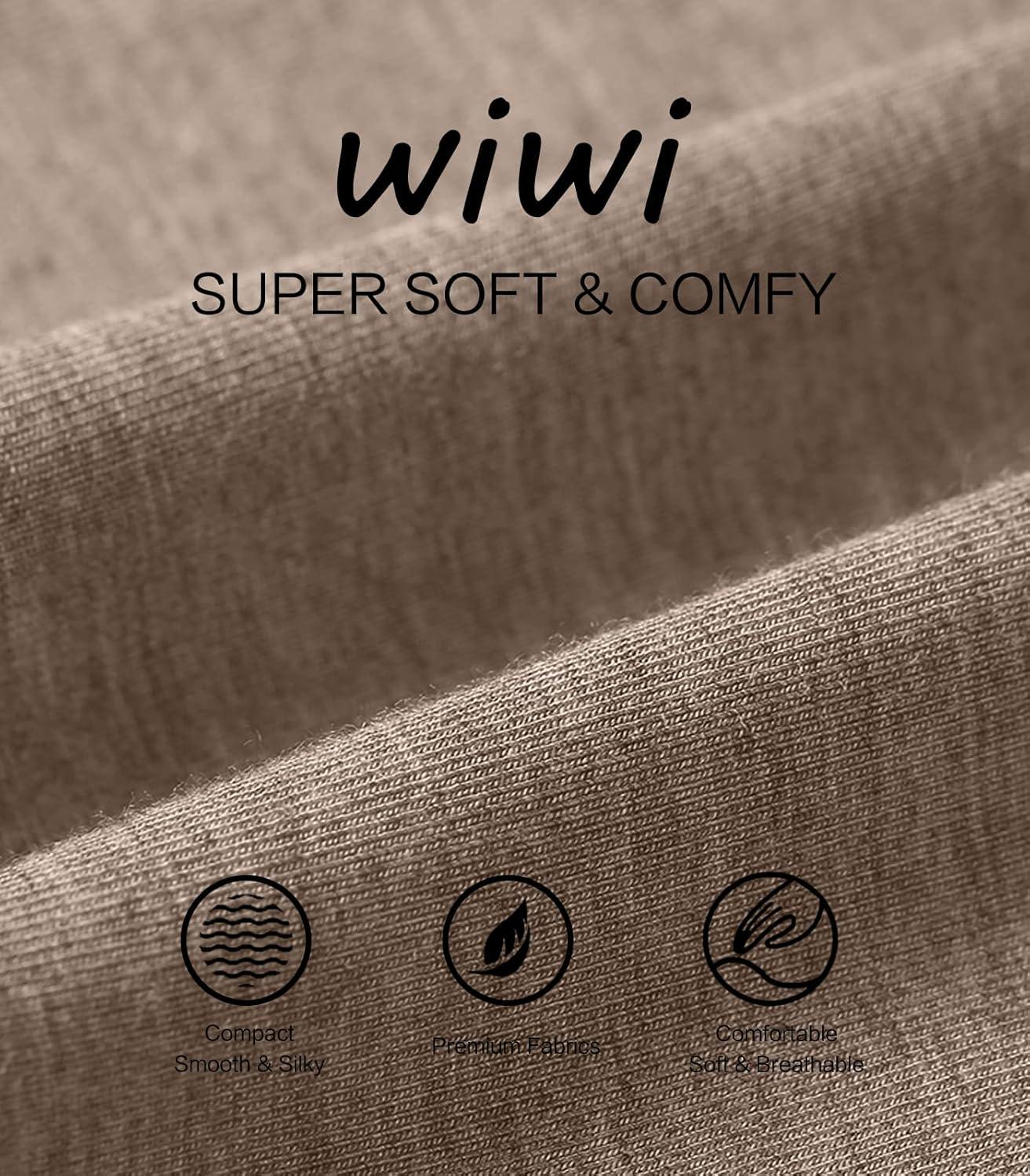 imageWiWi Viscose from Bamboo Womens Pajamas Set Soft Long Sleeve Top with Bottoms Crew Neck and Pockets SXXLCamel