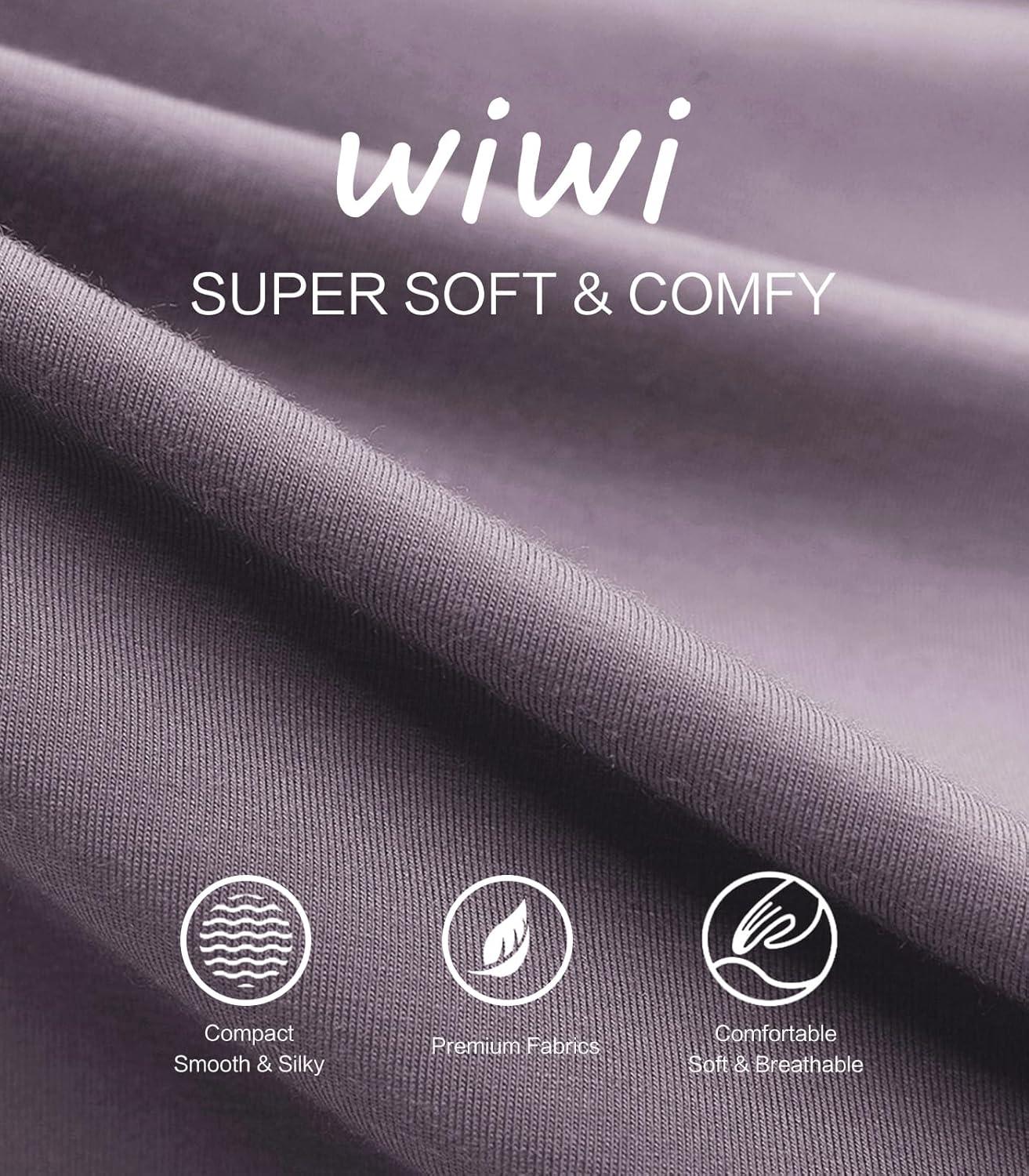 imageWiWi Womens Pajama Set Soft Long Sleeve Tee Pants Sleepwear 2 Piece Comfy Nightwear with Pockets Pjs SXXLAviolet
