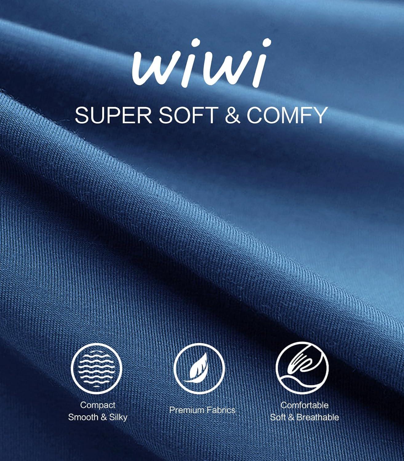 imageWiWi Womens Pajama Set Soft Long Sleeve Tee Pants Sleepwear 2 Piece Comfy Nightwear with Pockets Pjs SXXLBprussian Blue