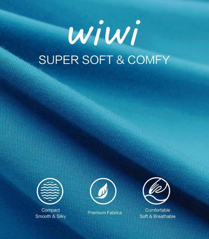 imageWiWi Womens Pajamas Set Sleepwear Loungewear Long Sleeve Pajama Sets Soft Pjs Viscose from Bamboo 2 Piece PJ SXXLCteal Blue