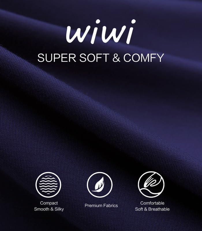 imageWiWi Womens Pajamas Set Sleepwear Loungewear Long Sleeve Pajama Sets Soft Pjs Viscose from Bamboo 2 Piece PJ SXXLDnavy