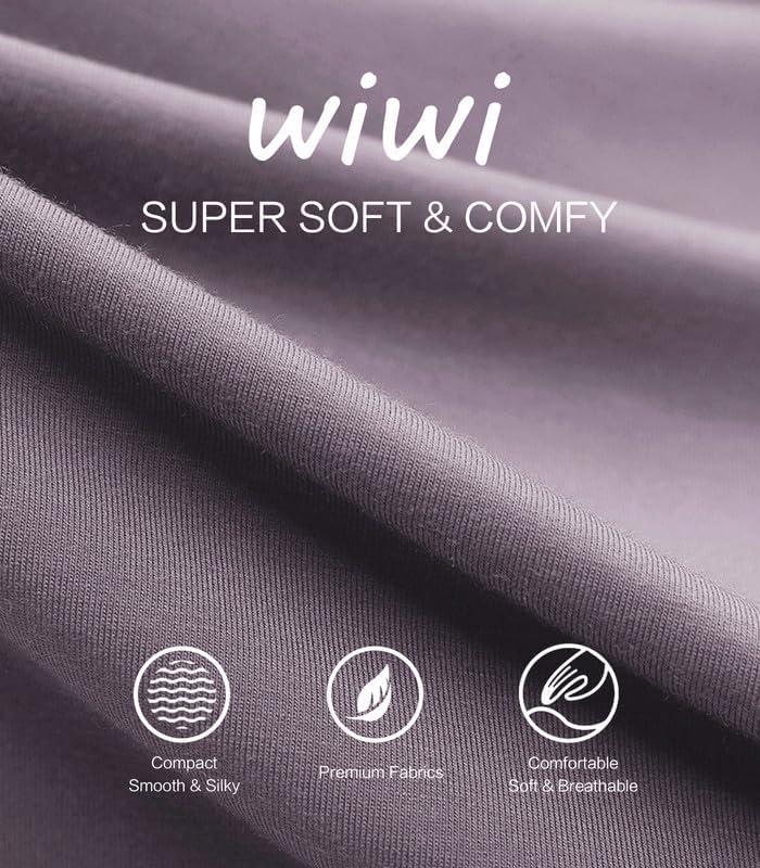 imageWiWi Womens Pajamas Set Sleepwear Loungewear Long Sleeve Pajama Sets Soft Pjs Viscose from Bamboo 2 Piece PJ SXXLDviolet