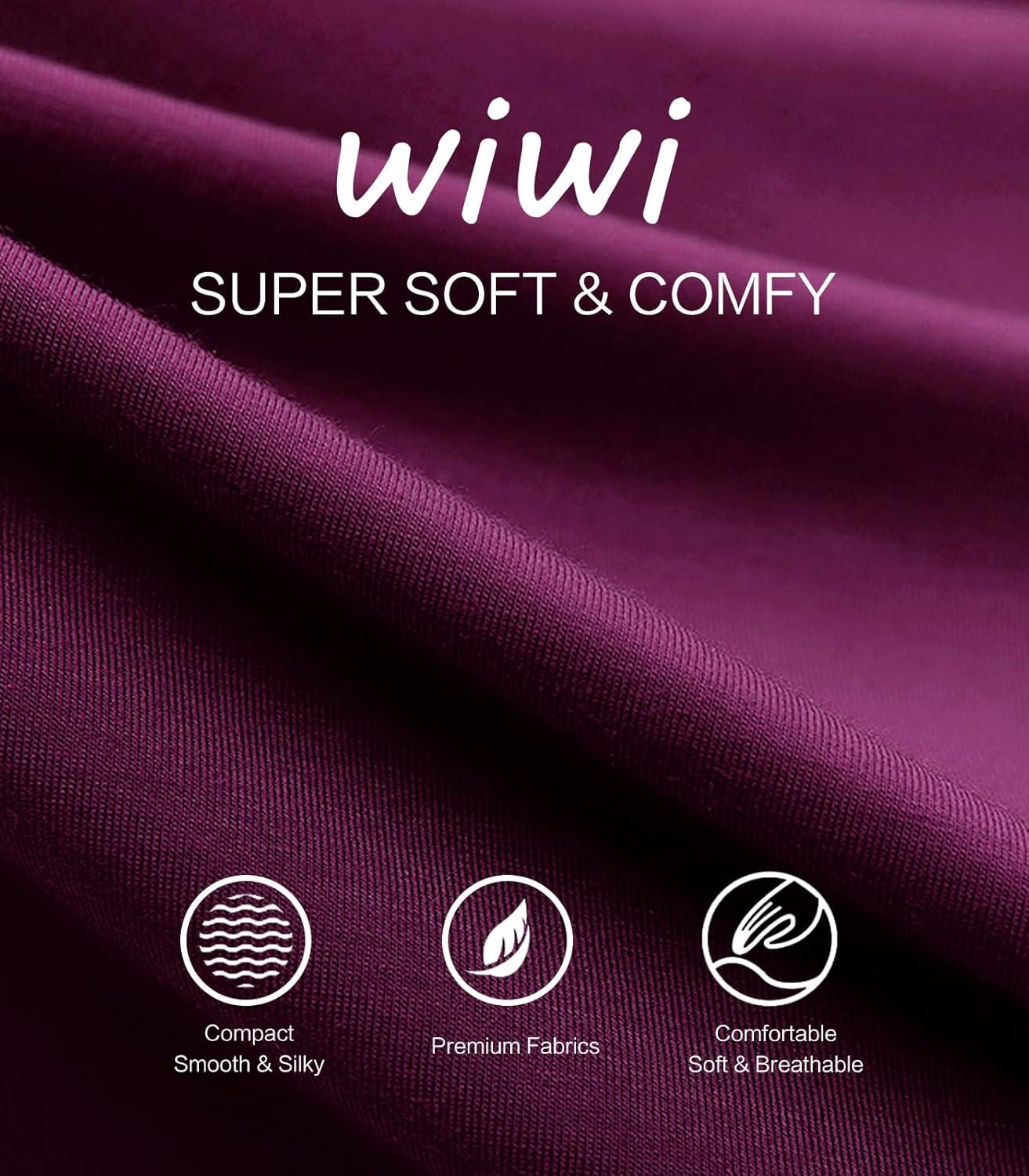 imageWiWi Womens Viscose from Bamboo Pajama Sets Soft Long Sleeves Top with Pants Loose 2 Pieces Loungewear Set SXXLApurplish Red