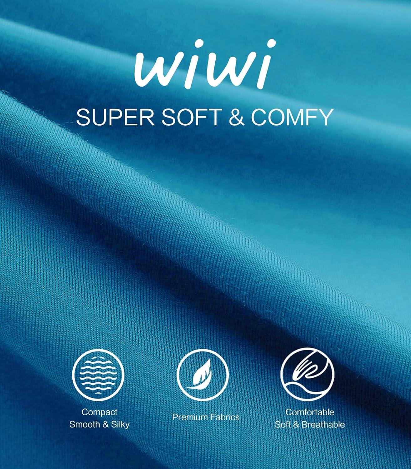 imageWiWi Womens Viscose from Bamboo Pajama Sets Soft Long Sleeves Top with Pants Loose 2 Pieces Loungewear Set SXXLBteal Blue