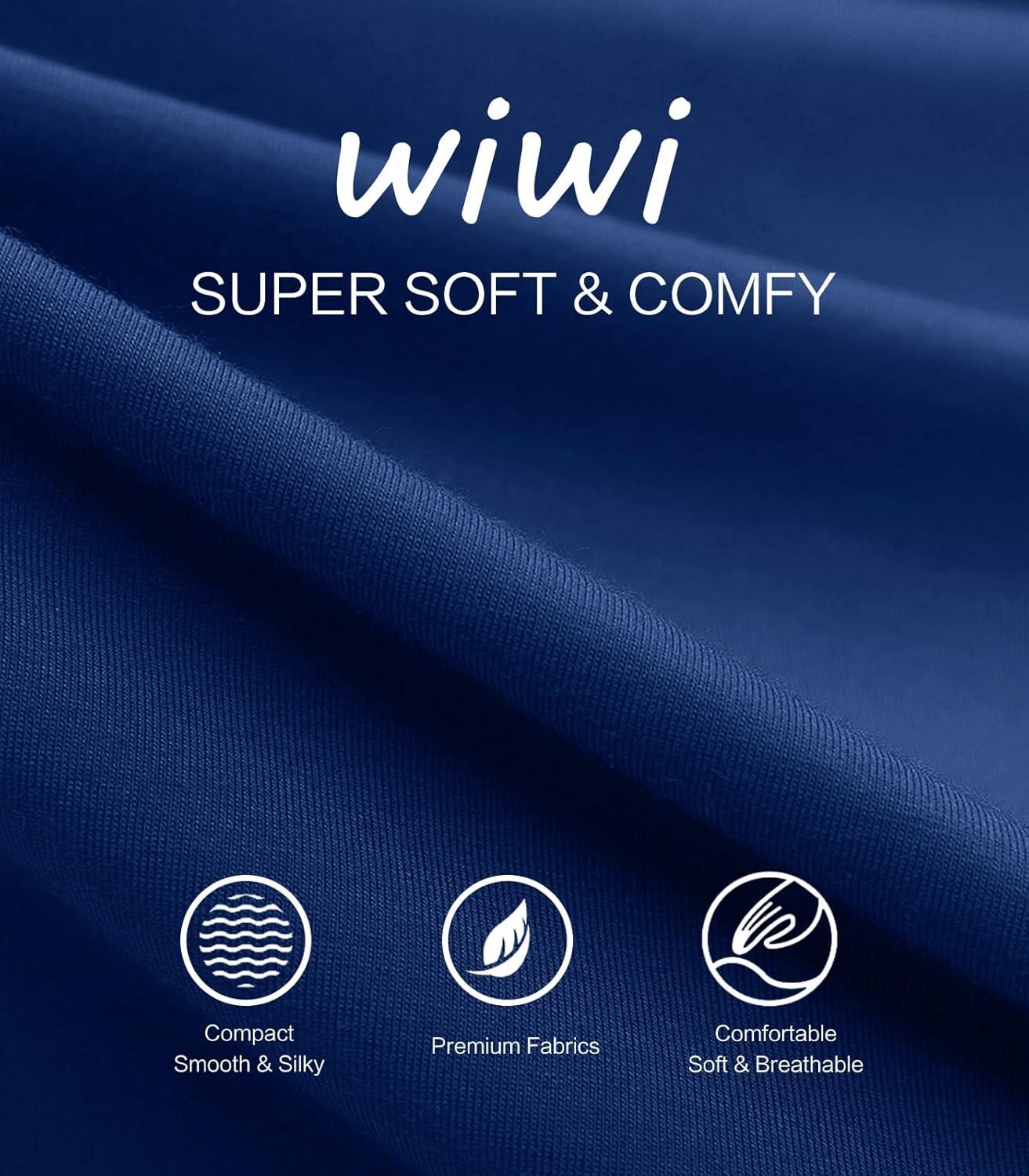 imageWiWi Womens Viscose from Bamboo Pajamas Set Soft Long Sleeve Tops and Pants Sleepwear Lightweight Pj Loungewear SXXLBblue Depth