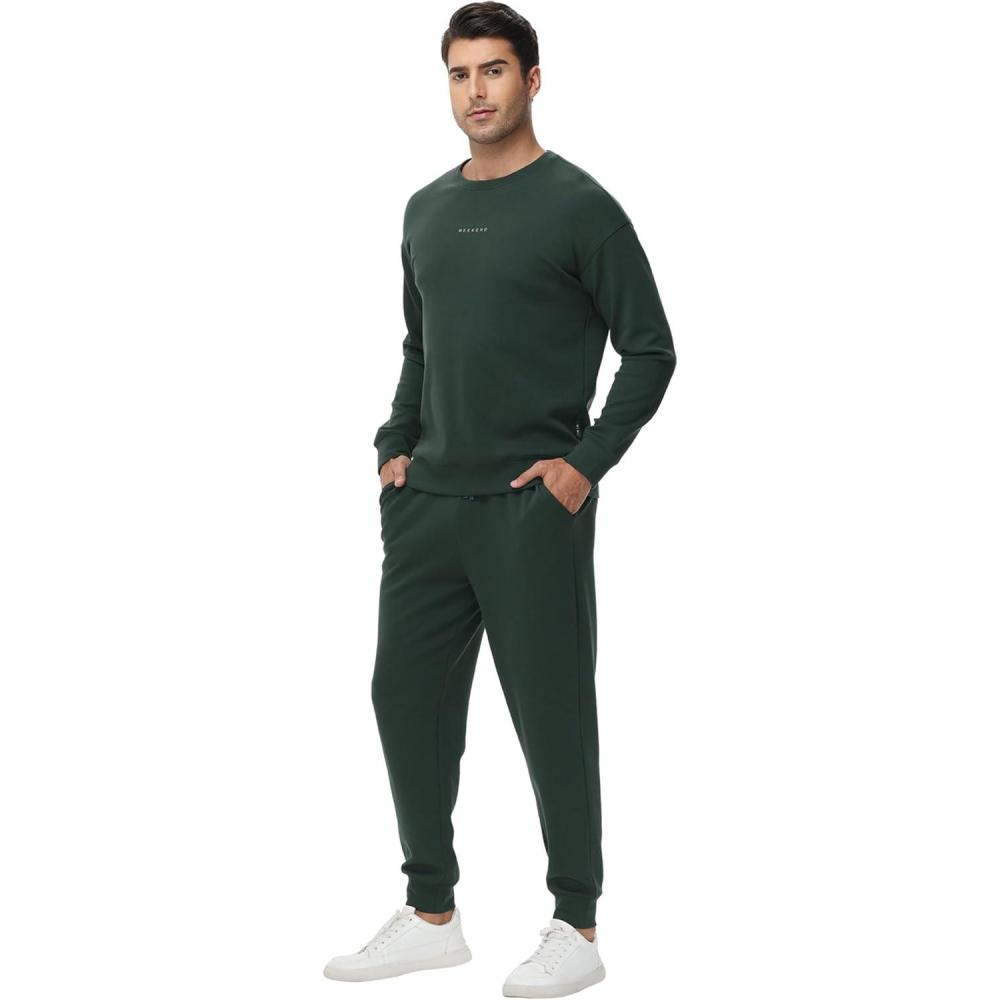 imageWiWi Mens Tracksuit Athletic Sweatsuits Long Sleeve 2 Piece Outfit Running Jogging Casual Loungwear Sport Suit Sets SXXLDark Fence Green