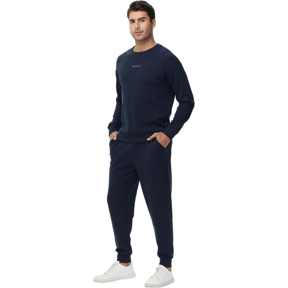 imageWiWi Mens Tracksuit Athletic Sweatsuits Long Sleeve 2 Piece Outfit Running Jogging Casual Loungwear Sport Suit Sets SXXLDark Navy