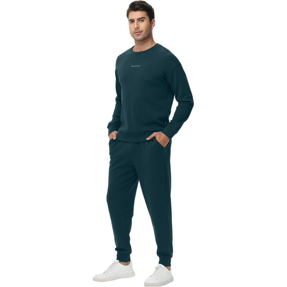 imageWiWi Mens Tracksuit Athletic Sweatsuits Long Sleeve 2 Piece Outfit Running Jogging Casual Loungwear Sport Suit Sets SXXLDeep Teal