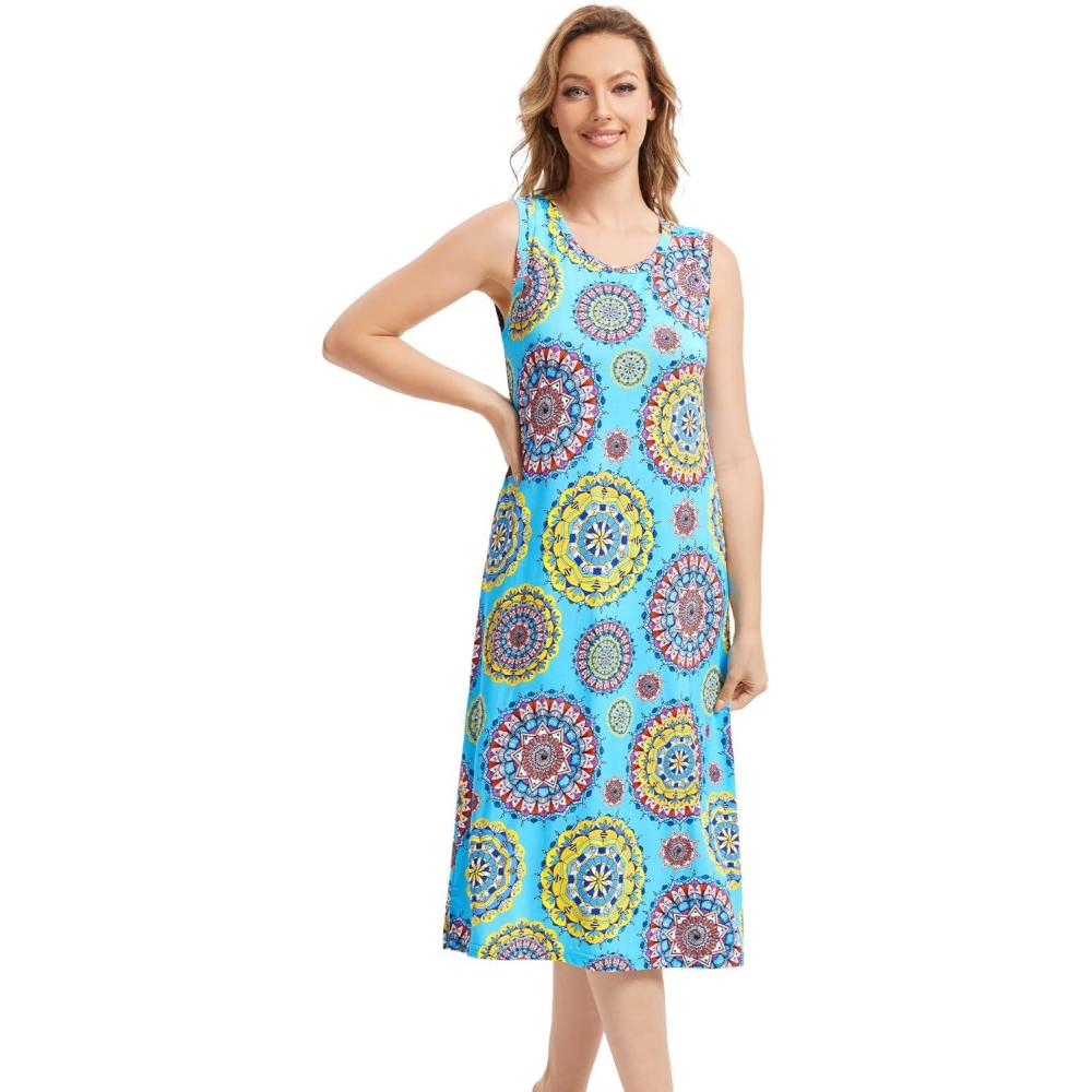 imageWiWi Viscose from Bamboo Tank Nightgown for Women UNeck Summer Sleeveless Sleep Shirts SXXLBdatura