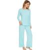 imageWiWi Bamboo Viscose Pajama Set for Women Soft Long Sleeve Top with Pants Sleepwear 2 Piece Pjs Sets Sleepwear SXXLAqua