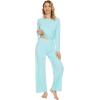 imageWiWi Bamboo Viscose Pajama Set for Women Soft Long Sleeve Top with Pants Sleepwear 2 Piece Pjs Sets Sleepwear SXXLAqua