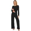 imageWiWi Bamboo Viscose Pajama Set for Women Soft Long Sleeve Top with Pants Sleepwear 2 Piece Pjs Sets Sleepwear SXXLBlack