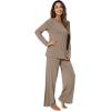imageWiWi Bamboo Viscose Pajama Set for Women Soft Long Sleeve Top with Pants Sleepwear 2 Piece Pjs Sets Sleepwear SXXLCamel