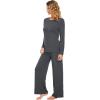 imageWiWi Bamboo Viscose Pajama Set for Women Soft Long Sleeve Top with Pants Sleepwear 2 Piece Pjs Sets Sleepwear SXXLCharcoal