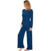imageWiWi Bamboo Viscose Pajama Set for Women Soft Long Sleeve Top with Pants Sleepwear 2 Piece Pjs Sets Sleepwear SXXLInk Blue