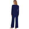 imageWiWi Bamboo Viscose Pajama Set for Women Soft Long Sleeve Top with Pants Sleepwear 2 Piece Pjs Sets Sleepwear SXXLNavy
