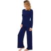 imageWiWi Bamboo Viscose Pajama Set for Women Soft Long Sleeve Top with Pants Sleepwear 2 Piece Pjs Sets Sleepwear SXXLNavy