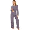 imageWiWi Bamboo Viscose Pajama Set for Women Soft Long Sleeve Top with Pants Sleepwear 2 Piece Pjs Sets Sleepwear SXXLPurplish Grey