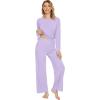 imageWiWi Bamboo Viscose Pajama Set for Women Soft Long Sleeve Top with Pants Sleepwear 2 Piece Pjs Sets Sleepwear SXXLTaro Purple
