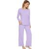 imageWiWi Bamboo Viscose Pajama Set for Women Soft Long Sleeve Top with Pants Sleepwear 2 Piece Pjs Sets Sleepwear SXXLTaro Purple