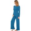 imageWiWi Bamboo Viscose Pajama Set for Women Soft Long Sleeve Top with Pants Sleepwear 2 Piece Pjs Sets Sleepwear SXXLTeal Blue