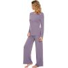 imageWiWi Bamboo Viscose Pajama Set for Women Soft Long Sleeve Top with Pants Sleepwear 2 Piece Pjs Sets Sleepwear SXXLViolet