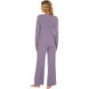 imageWiWi Bamboo Viscose Pajama Set for Women Soft Long Sleeve Top with Pants Sleepwear 2 Piece Pjs Sets Sleepwear SXXLViolet