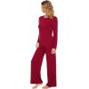 imageWiWi Bamboo Viscose Pajama Set for Women Soft Long Sleeve Top with Pants Sleepwear 2 Piece Pjs Sets Sleepwear SXXLWine Red