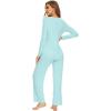 imageWiWi Pajamas for Women Long Sleeve Sleepwear with Pants Set Soft Casual Pj Warm Lounge Sets SXXLAaqua
