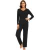 imageWiWi Pajamas for Women Long Sleeve Sleepwear with Pants Set Soft Casual Pj Warm Lounge Sets SXXLAblack