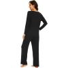 imageWiWi Pajamas for Women Long Sleeve Sleepwear with Pants Set Soft Casual Pj Warm Lounge Sets SXXLAblack